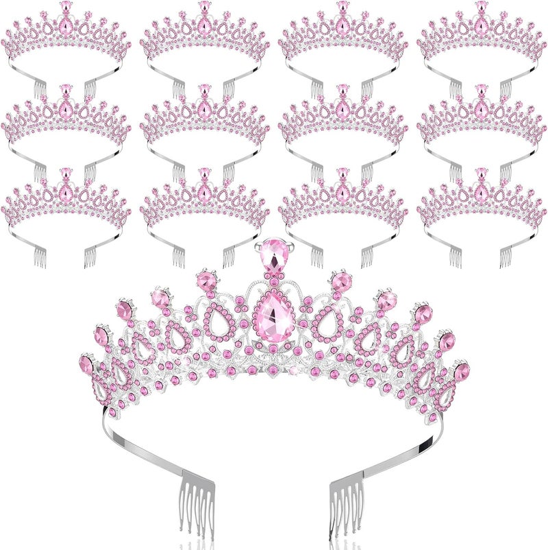 Loetere 12 Pcs Crystal Tiara and Princess Crown with Comb Crown Rhinestone Women Girls Tiara Headpiece Queen Hair Accessories for Birthday Party Wedding Prom Halloween Cosplay Costume - Image 1